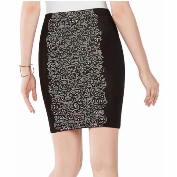 BCBGMAXAZRIA Elena Lace Front Pencil Skirt - Picture 2 of 9